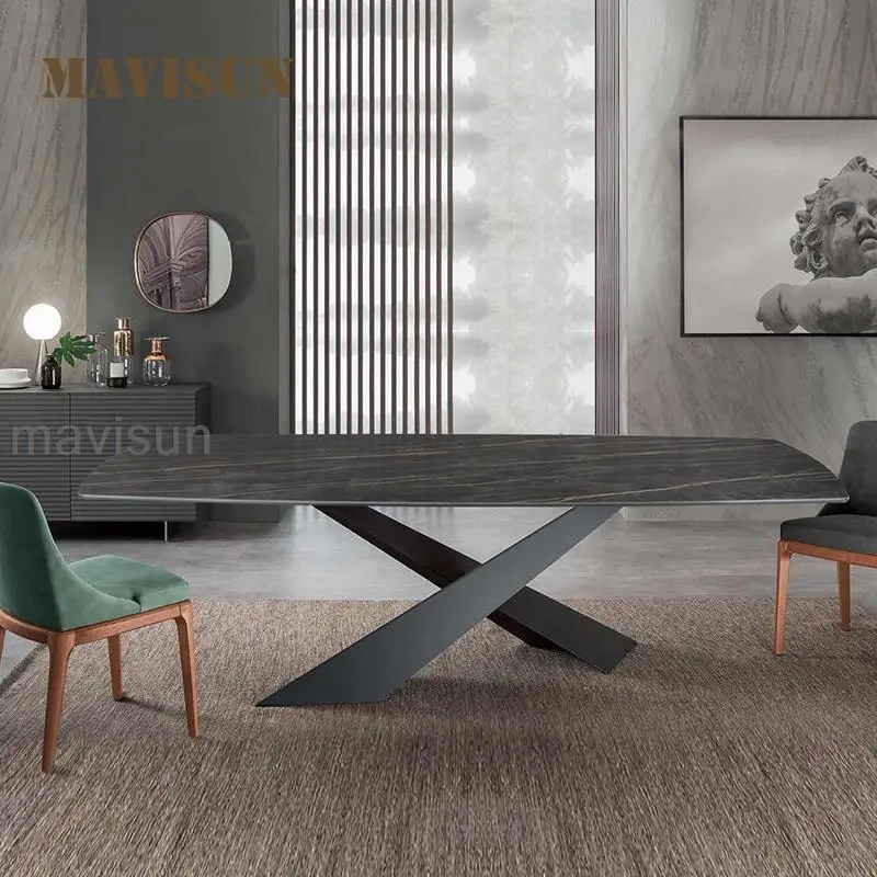 Modern Minimalist Dining Room Table 6 Chair High-End Kitchen Furniture For Large Apartment Light Luxury 2m Long Dining Table Set