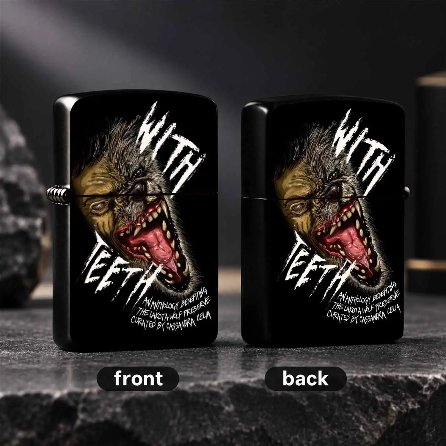 Creative Half Human Half Wolf WITH TEETH Themed Lighter Dark Art Style Unique Portable Igniter Multi-scene Daily Use Stylish Collectible Gift for Horror Art Enthusiasts  A Humorous And Interesting Lighter