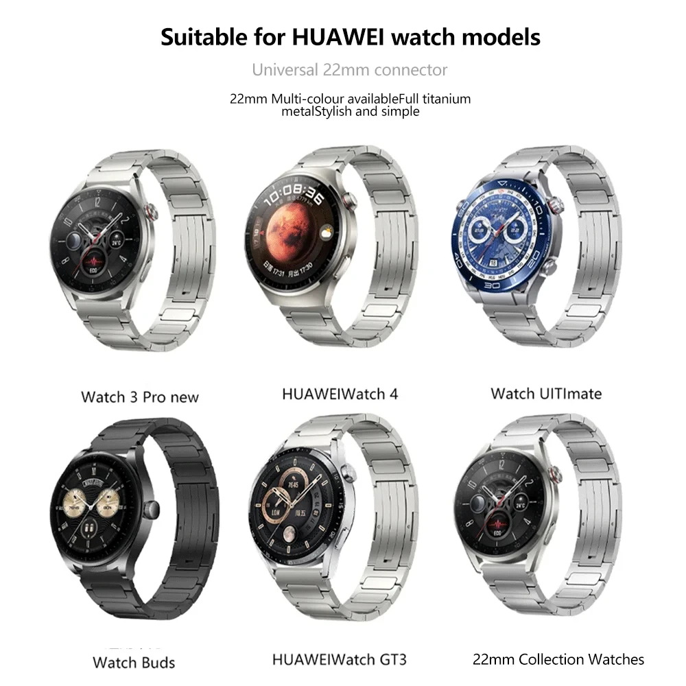 สายรัดไทเทเนียม22มม. สำหรับนาฬิกา Huawei Watch 4 4PRO Ultimate GT 2/2E 3pro 46มม. สายนาฬิกาโลหะเชื่อมสุดหรูสำหรับ Samsung 3 45มม. S3 amazfit