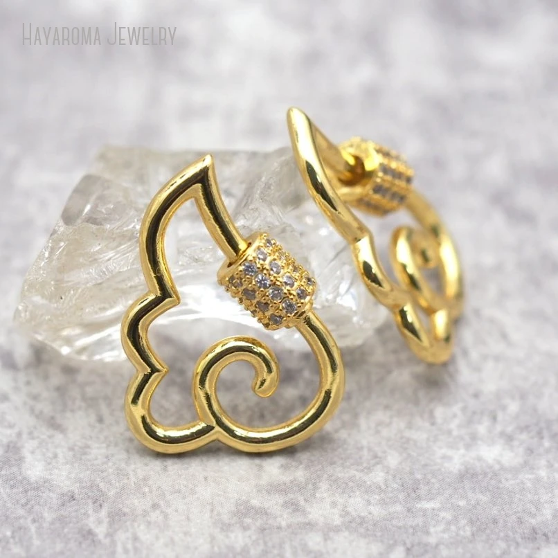 5Pcs Wing Gold Color Metal Clear Cubic Zirconia & Hooks Screw Invisible Setting Accessory Clasps