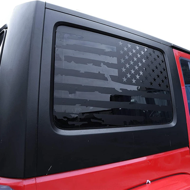 Hardtop Window USA decalcomanie con bandiera invecchiata adesivi con bandiera americana per Jeep Wrangler 2011-2017 JK 4 porte, 1 paio