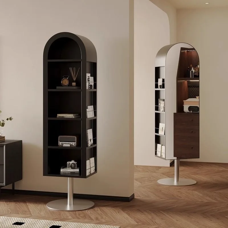 

Bedroom fitting mirror rotating full-length floor-to-ceiling bookshelf light luxury magazine rack mirror storage