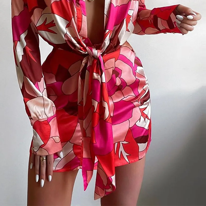 Sexy bloemenprint lang Sve irt Dr Koreaanse Sle hoge taille A-lijn rok enkele knoopsluiting woon-werkvriendelijke dames...