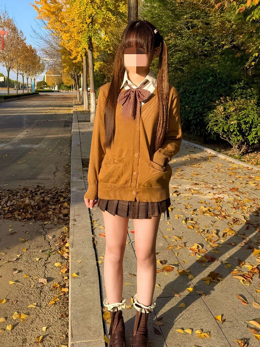 

College Sle JK orm Вязаный свитер Long Sve Универсальный весенне-осенний кардиган Верхняя одежда с клетчатой юбкой для девочек