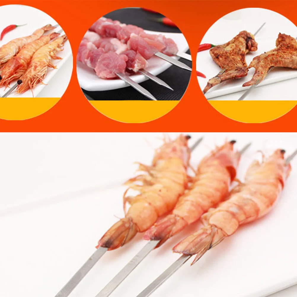

6Pcs Stainless Steel Forks Premium Rustproof Bbq Tools Wooden Handle Corn Meat Fruit Barbecue Forks Kitchen Supplies