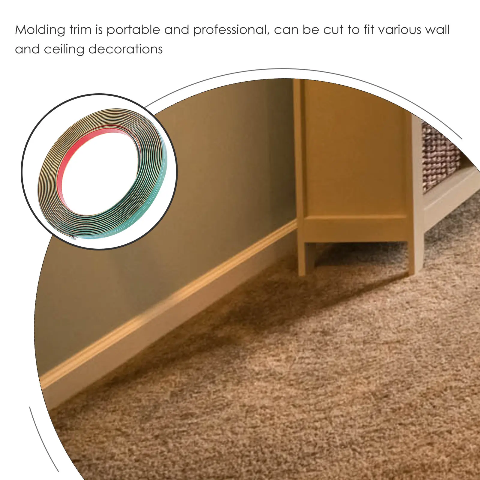 1 Roll Waterproof Wall Decoration Strip Self Adhesive Peel and Stick Molding Trim Flexible Corner Wall Trim for Kitchen Bathroom