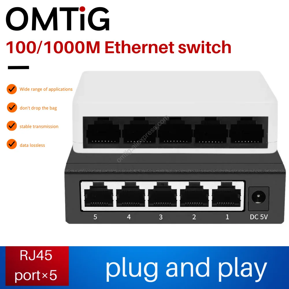 Free Shipping 5 Ports 100/1000Mbps RJ45 Gigabit Ethernet Switch  Mini Network Switches Ethernet Splitter Lan Hub Switch