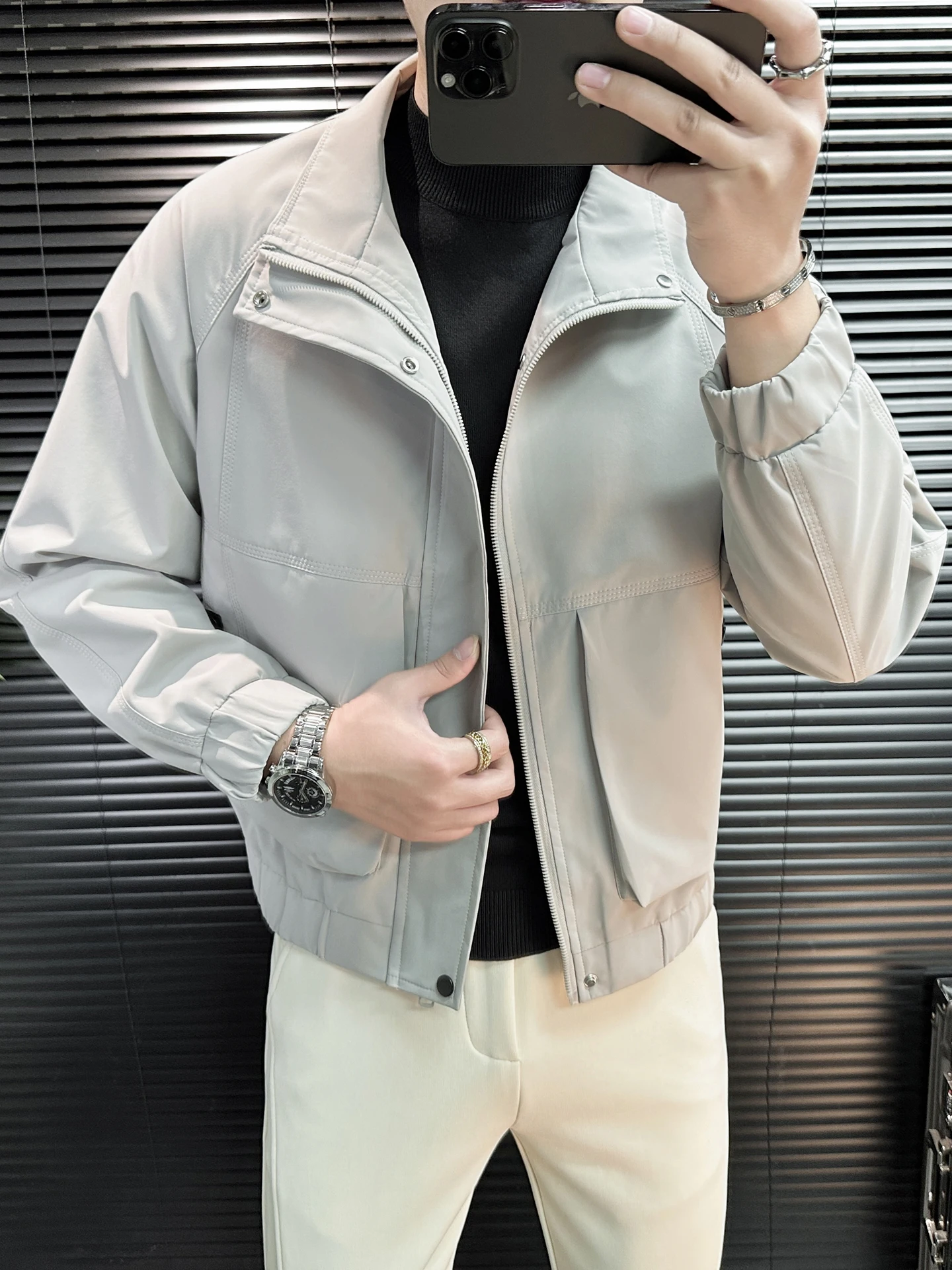 

Мужская рабочая куртка-ветровка, весенняя модная новинка 2026 года, брендовая, с воротником-стойкой, высококачественная, трендовая, повседневная, на молнии