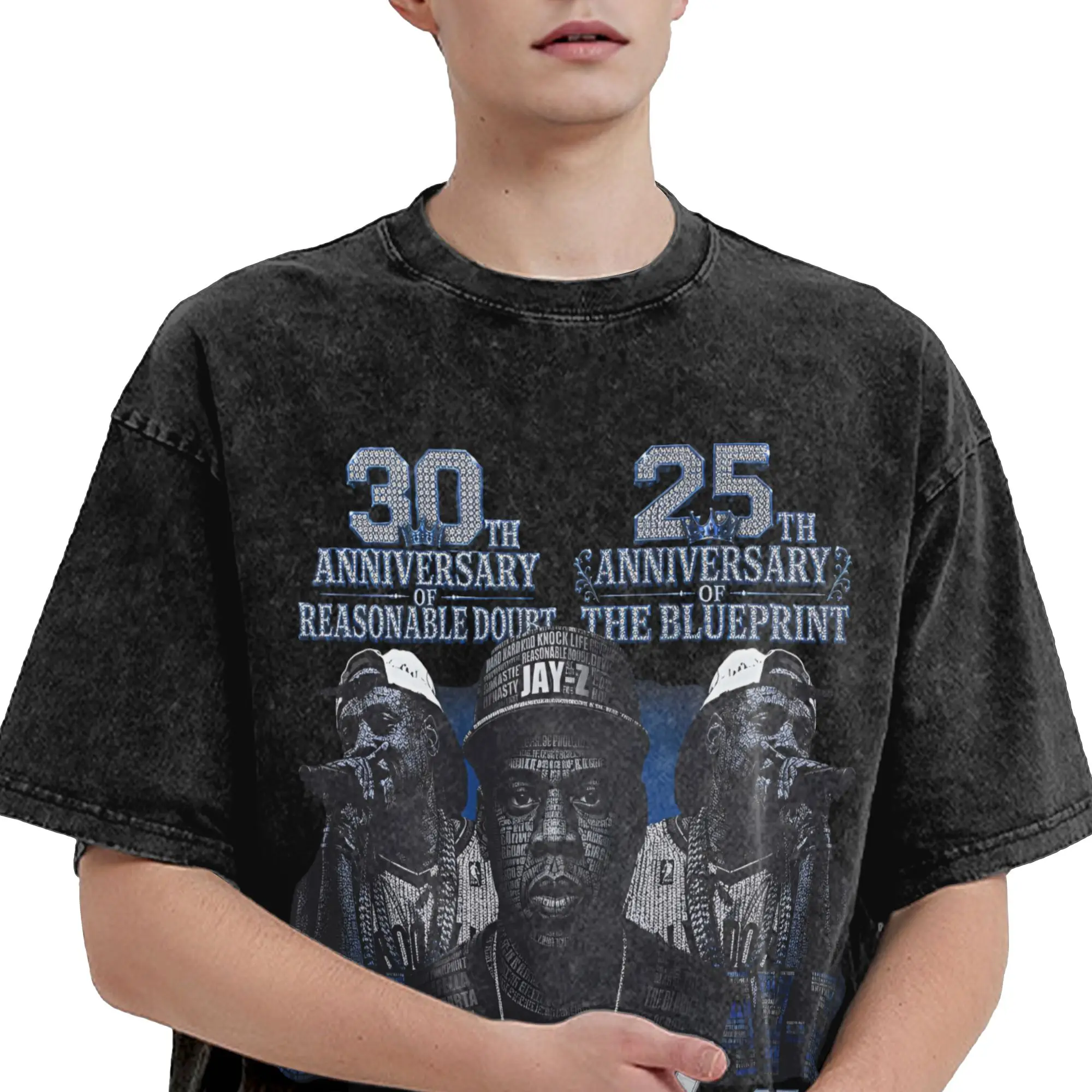 Jay Z 30th Reasonable Doubt 25th Blueprint JAŸ-Z 30 Tour  Accessories Washed T Shirt Men Women Streetwear Hip Hop T-Shirts