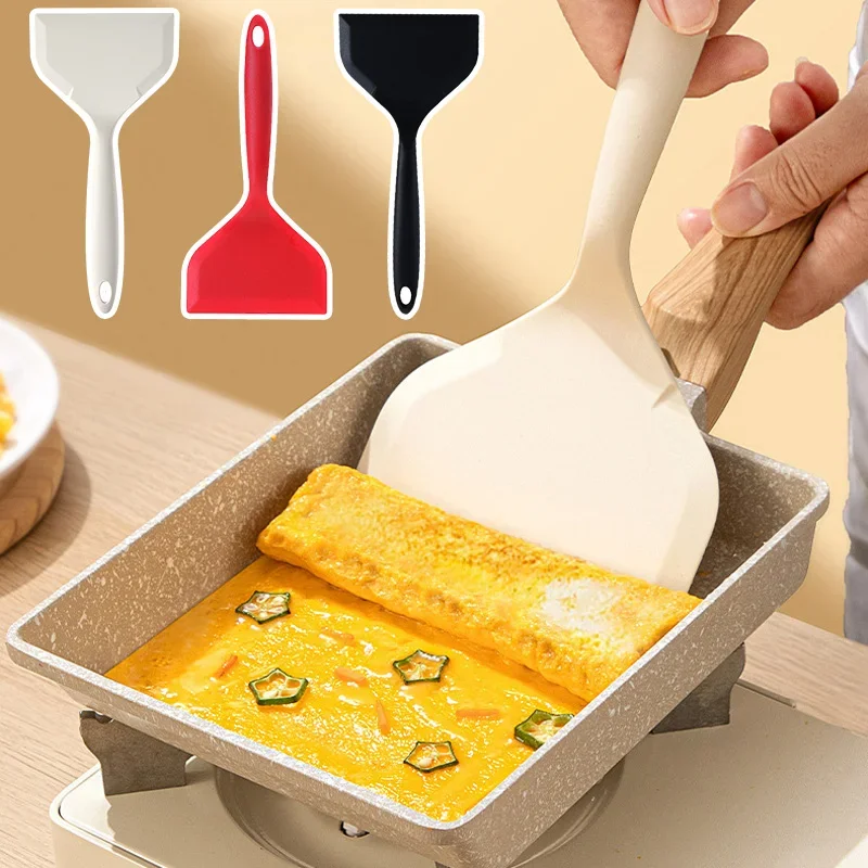 Wide Silicone Spatula Shovel Turner Nonstick Fried Shovel Fish Silicone Spatula Flexible Turner Nonstick Cookware Egg Tamagoyaki