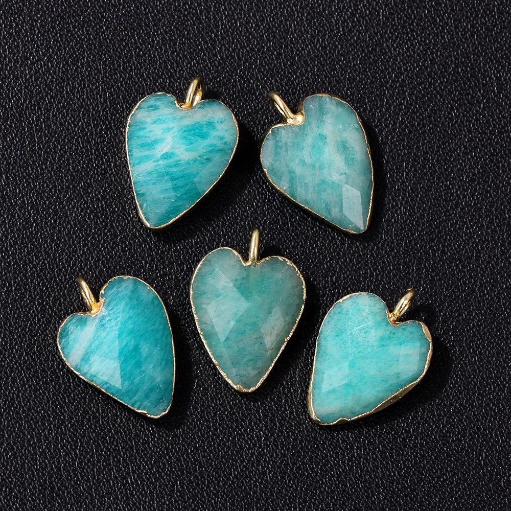 2pcs 12X15mm Quality Natural Stone Heart Pendant Labradorite Lapis Crystal Gem Charms for Jewelry Making DIY Necklace Earrings