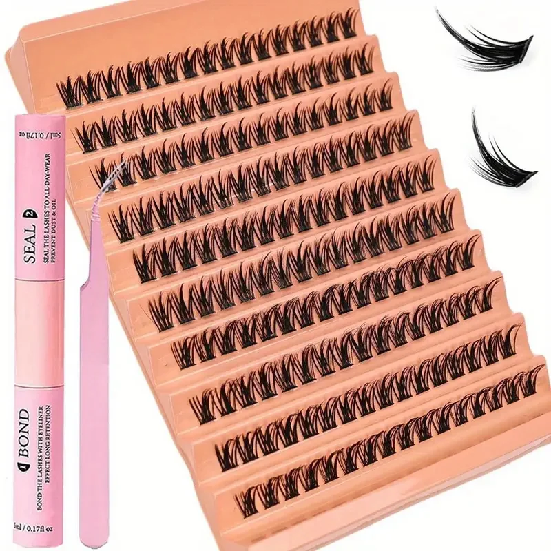 Kit extension ciglia D-roll da 160 pezzi con adesivo, sigillante e applicatore - ciglia personali per un look naturale