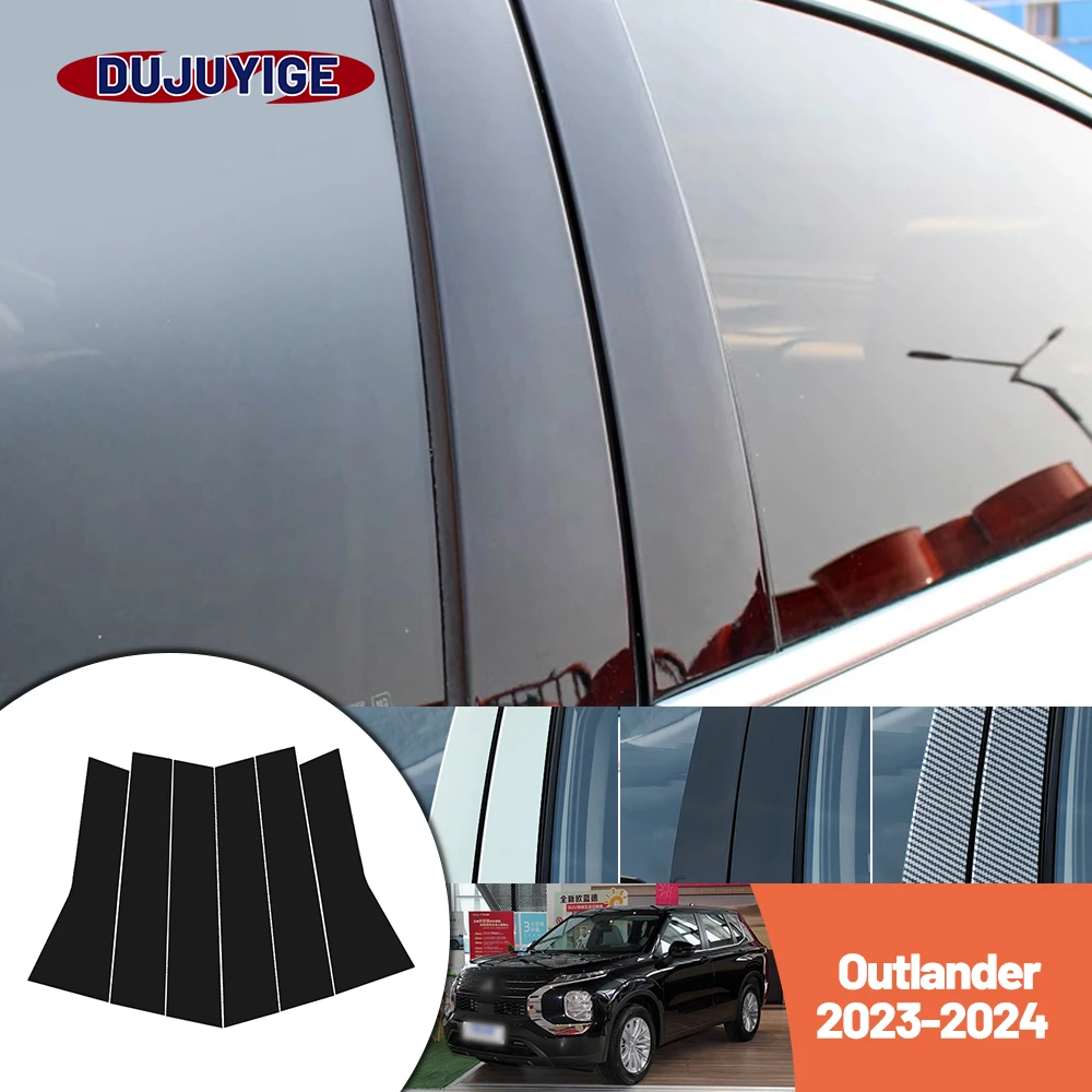

Bright black carbon fiber door and window B C Pillar sticker suitable For Mitsubishi Outlander 2023-2024