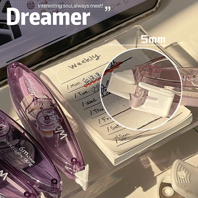 Gradient Flip Cover Correction With Pen Shaped Mute Mini Correction With Ins Set, Large Capacity, Smooth Word Changing