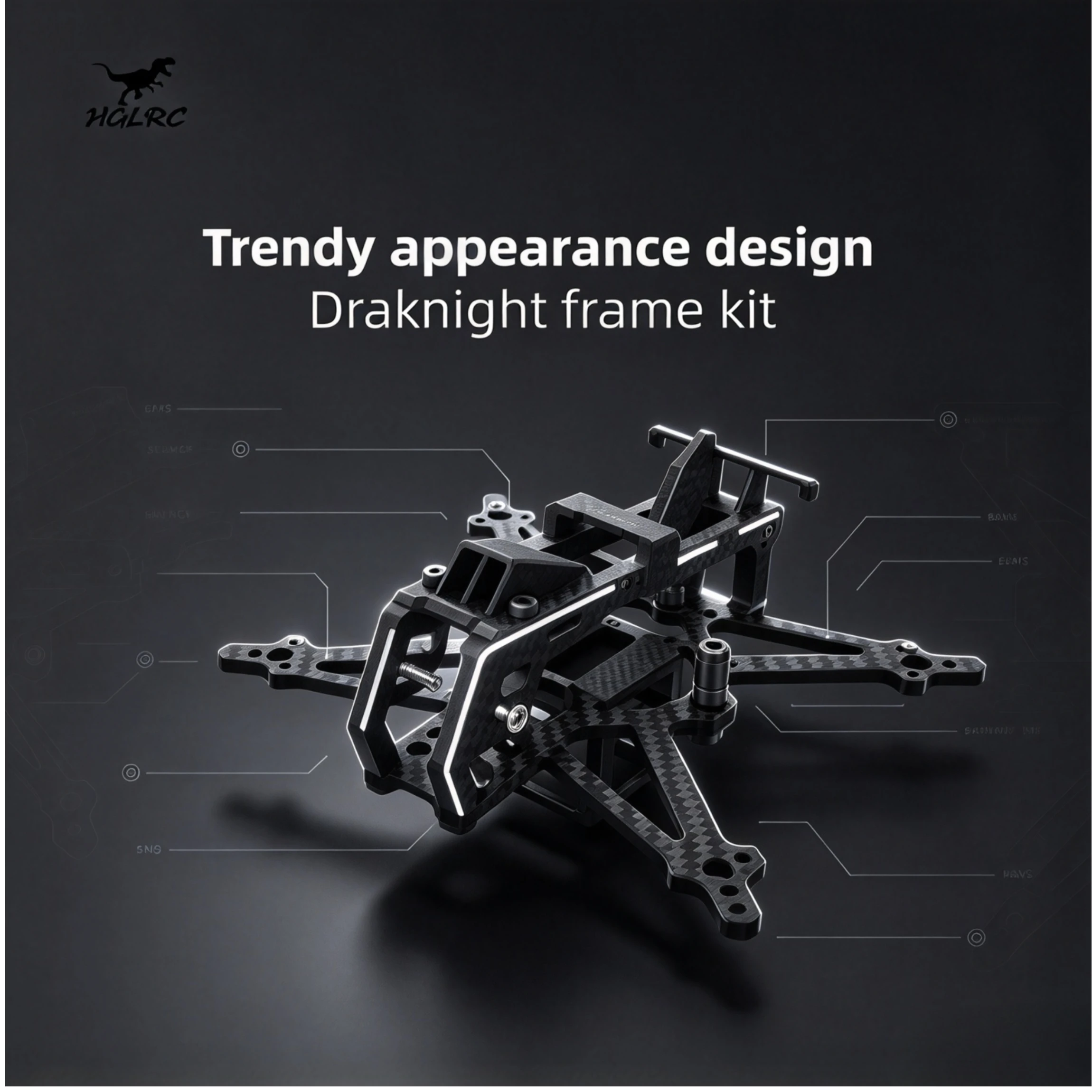 HGLRC Draknight 2 Inch 91mm Ultra-light Toothpick FPV Frame 2 Inch Propeller Freestyle RC Drone Parts