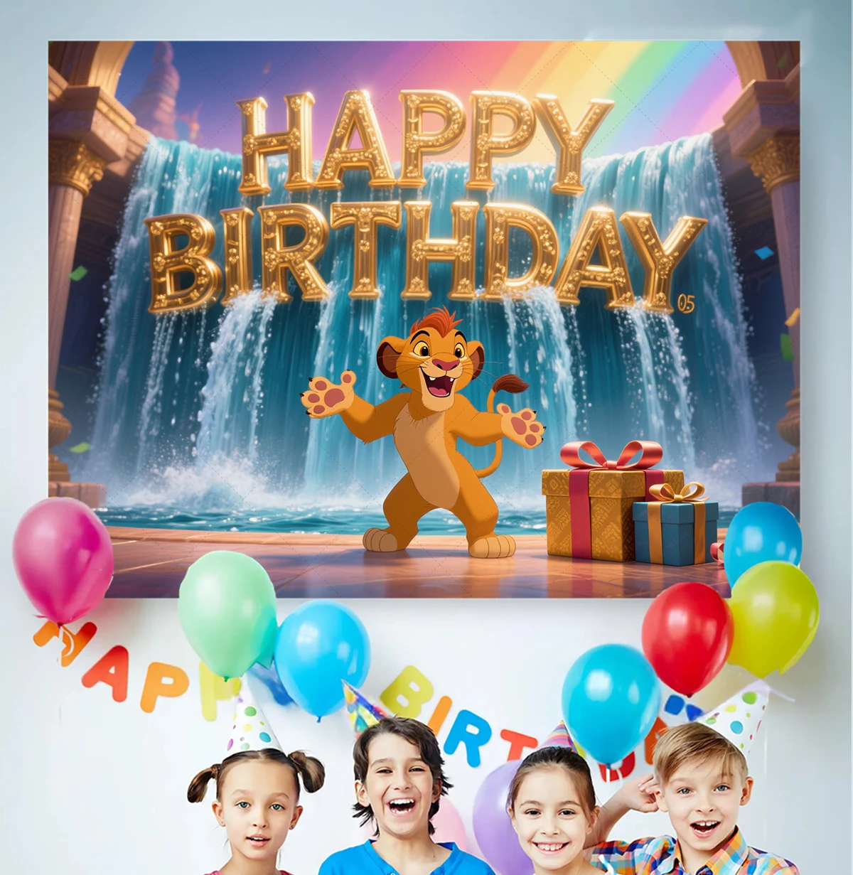 Disney The King Lion Backdrop child Birthday Party Custom Simba Background Baby Shower Kid Room Decor Photography Studio Banner