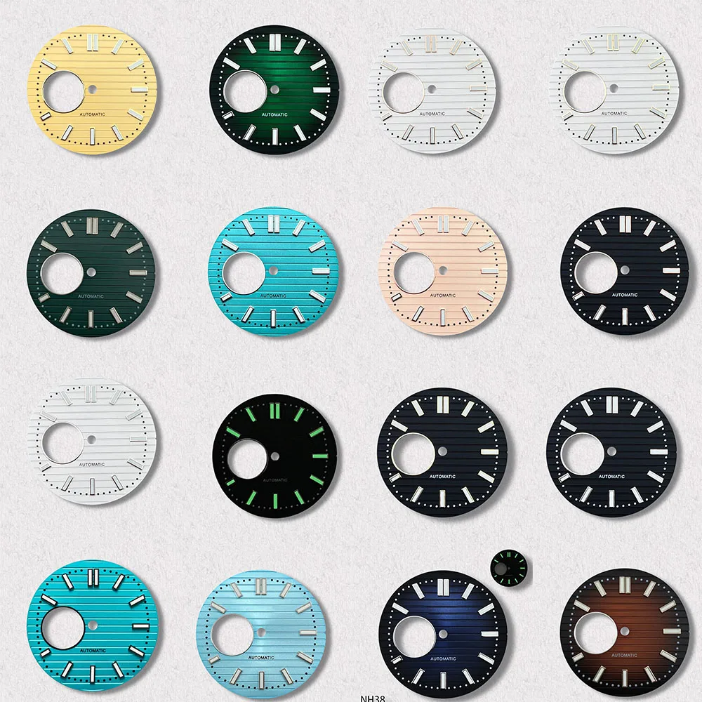 

High quality S Logo 30.5mm hollow white Nautilus dial NH38 dial green luminous watch modification accessories