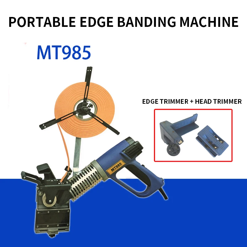 ポータブル手動エッジバンディングマシン,小型木工,直線曲線,住宅改修,mt985,220v,2000w