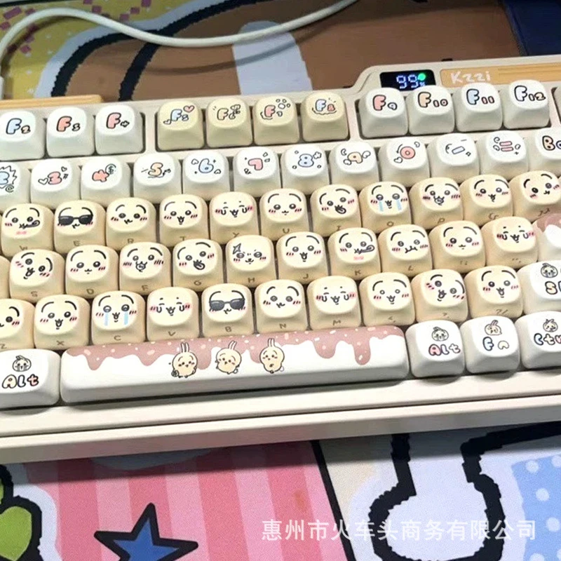 

Chiikawa Cute Emoji Keycap Set Kawaii Rabbit Expression PBT Keycaps Full Set Custom Keyboard Decoration For Gaming Office Daily