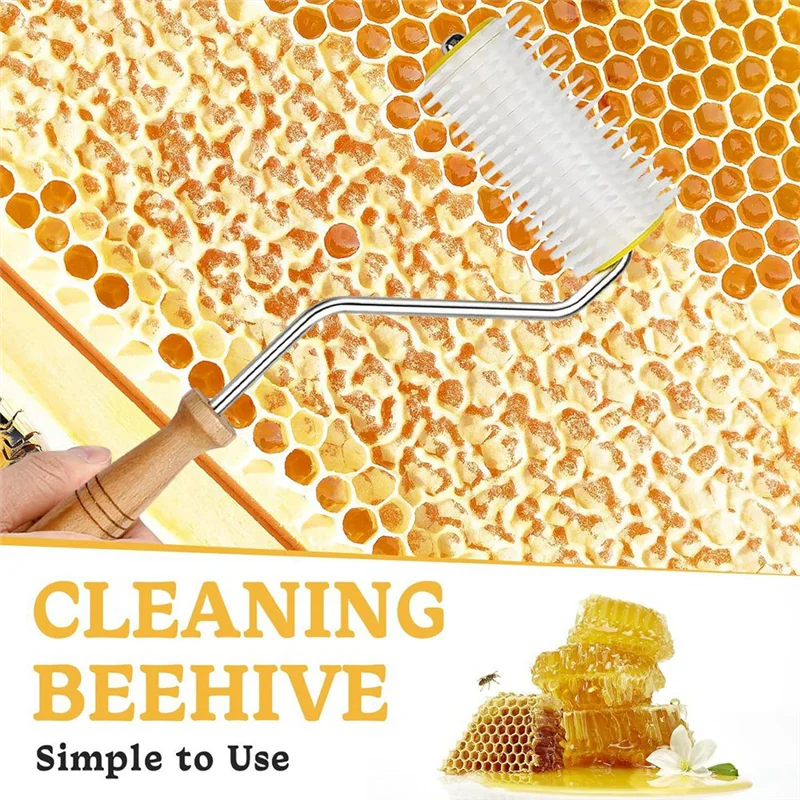 

AD30-4 Pcs Honey Extractor Uncapping Needle Roller Tool With Wood Handle For Beekeeper, Honey Extractor Spinner Easy Install