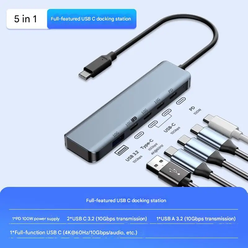 

WFYEAR Full Function 6 in 1 USB C 3.1 Hub Docking Station 4KHD PD100W For Macbook Laptop Phone Ipad