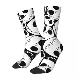 Crazy Sock for Men Pattern Halloween Hip Hop Harajuku Skeleton Skull Bone Pattern Printed Boys Crew Sock Casual Gift