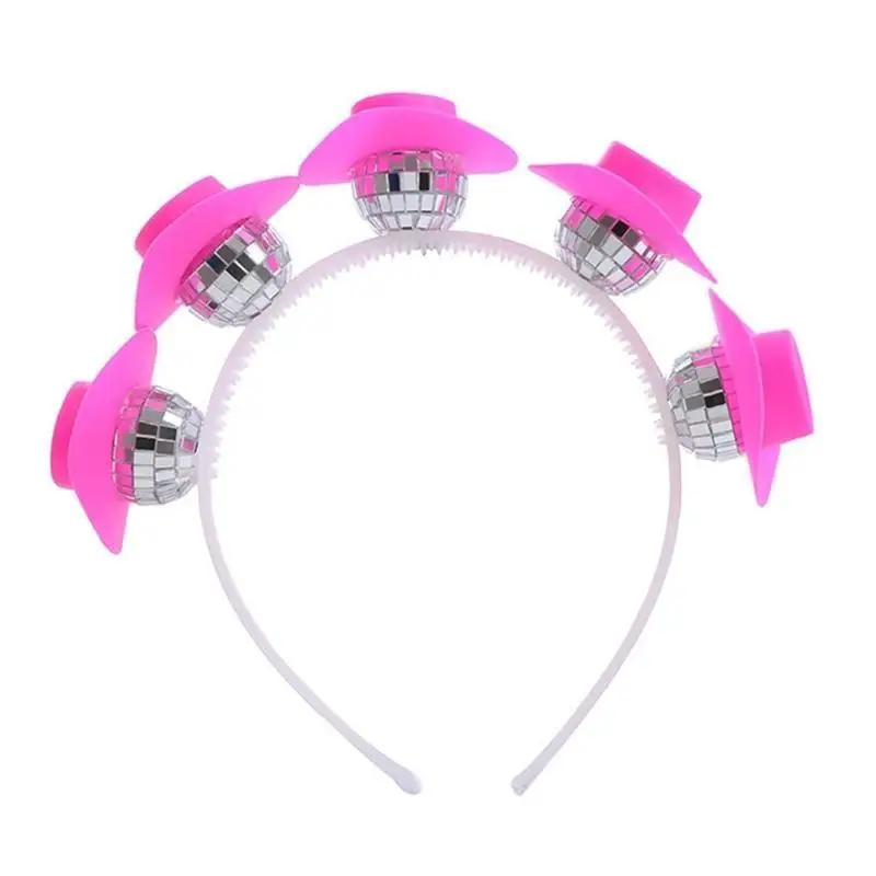 652F Hair Hoop Drop Earrings Mirror Ball Headbands Disco Ball Halloween Party Halloween Theme Headband for Teens Headwear