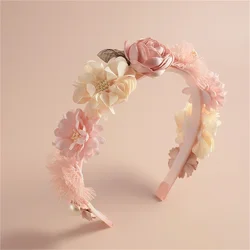 Diadema de flores artificiales para niña y mujer, diadema de boda, 1 piezas, accesorios para el cabello, aro Floral dulce