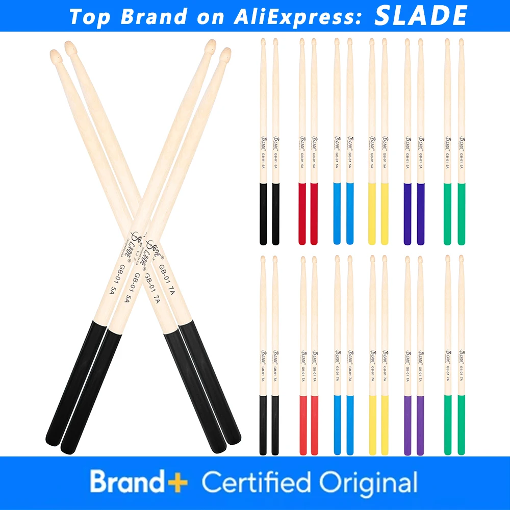 SLADE 5A 7A Drumsticks Ahorn rutschfeste Drumsticks Gummigriff Bunte Drumsticks Percussion Instrument Teile & Zubehör