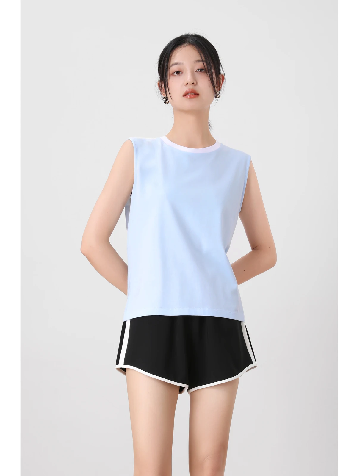 

Футболка из высококачественного хлопка с круглым вырезом и классическим цветовым блоком, повседневный летний модный женский топ