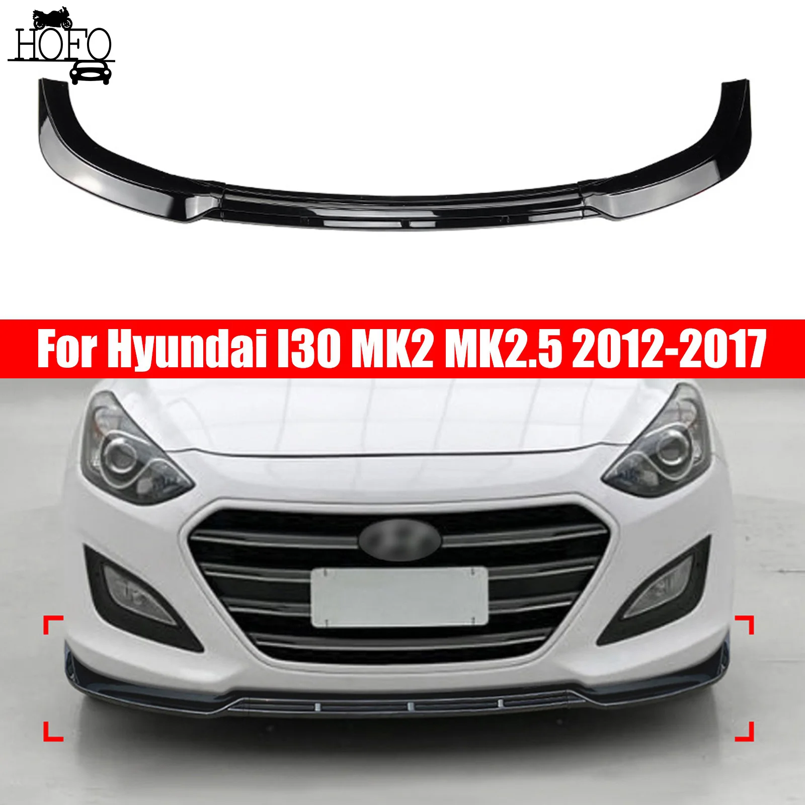 

Car Front Bumper Spoiler Lip Splitter Body Kits Tuning Accessories Carbon Fiber Look Fit For Hyundai I30 MK2 MK2.5 2012 -2017