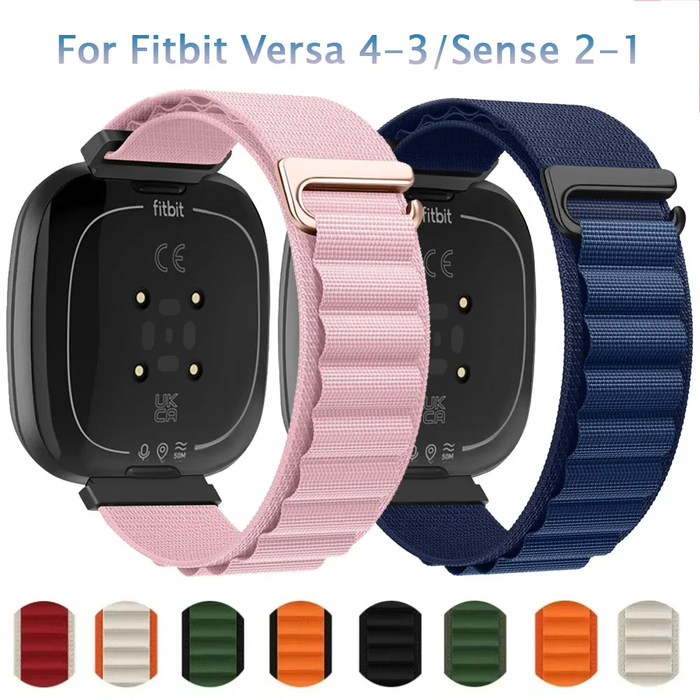 Alpine Nylon Loop Band for Fitbit Versa 4/3 Soft Breathable Replaceable Wristband Correa for Fitbit Sense 2/1 Bracelet Watchband
