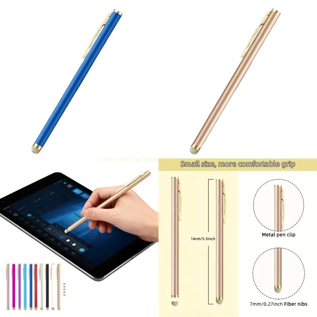 

Gold Clip Styluses Pen Replaceable Conductive Head Touchscreens Devices Support Metal Construction Ergonomic Design