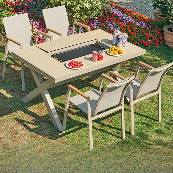 Outdoor balcony, leisure barbecue, multifunctional dining table, outdoor home electric baking carbon