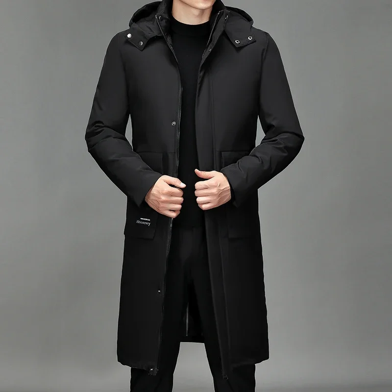 Parka longue à capuche pour hommes, coupe-vent chaud, manteau optique décontracté, haute qualité, mode hivernale, 5XL