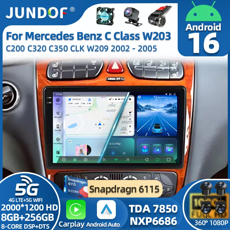

Android16 For Mercedes Benz C Class W203 C200 C320 C350 CLK W209 2002 - 2005 Car Stereo Multimedia video Player Car Radio NO DVD