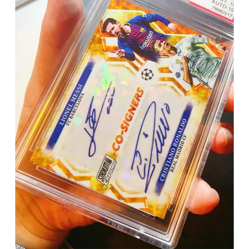 DIY Messi & Ronaldo Trading Cards: Dual-Signed Graded Cards “Exploding Gold” 1/1 Limited Edition Signed Cards view 4