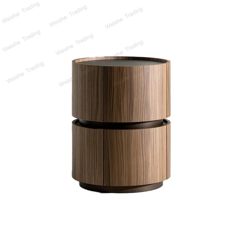 Italian minimalist bedside table antique haute couture walnut family bedroom storage cabinet