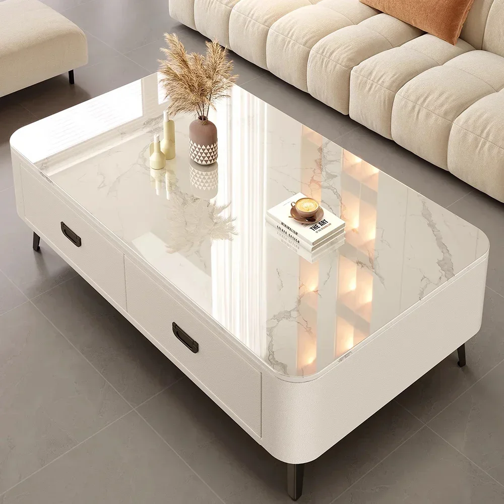 

Antique Marble Effect Coffee Tables Modern Design Square Storage Coffee Tables Minimalist Modern Center Meubles Lounge Furniture