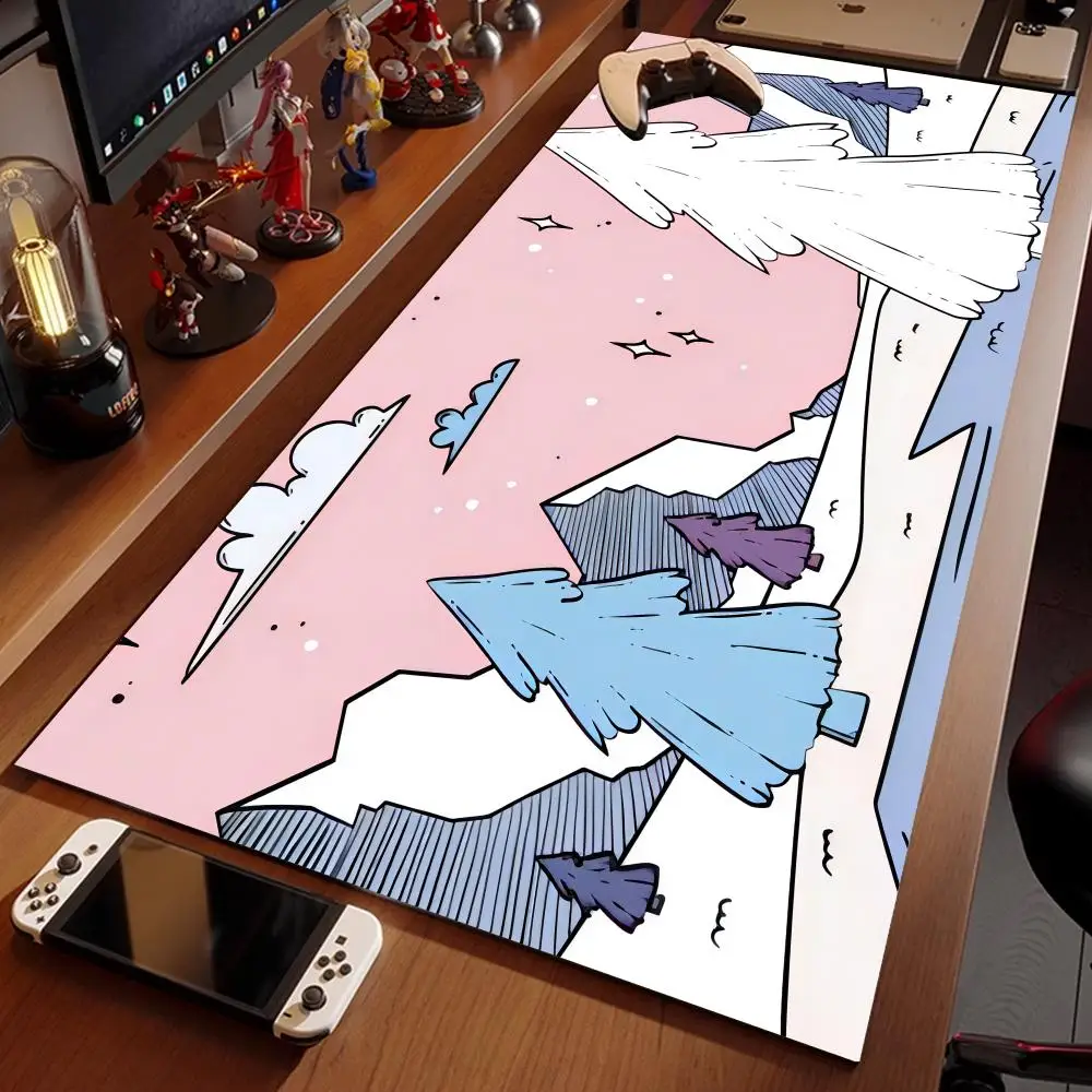 

Коврик для игрового ноутбука с мультяшным изображением снежных гор, большой, резиновый, 4 мм, с закрытыми краями, HD-качество