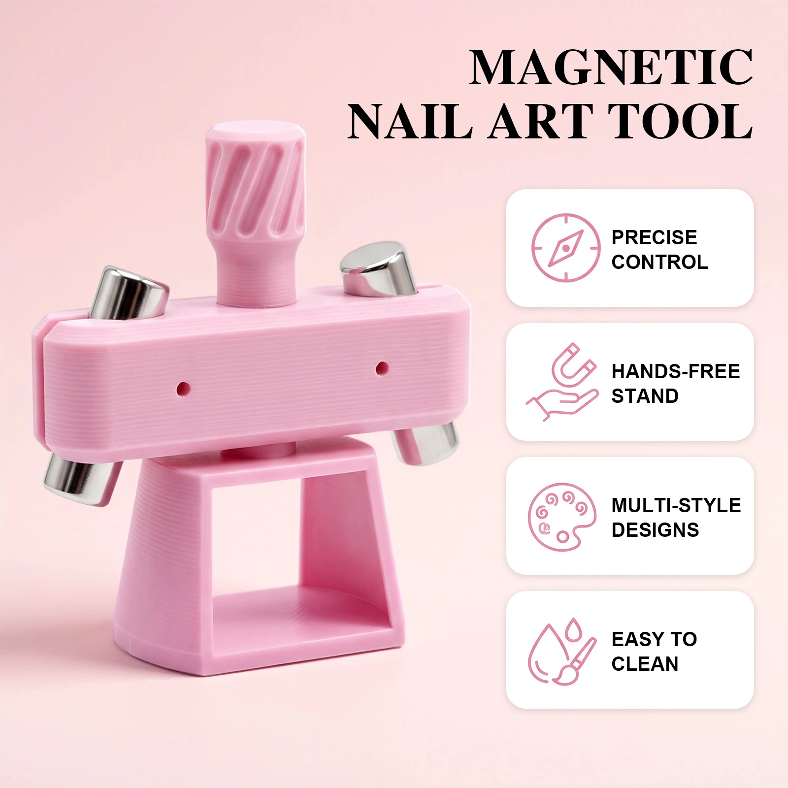Automatischer Glasperlen-Katzenaugen-Nagelkunstmagnet für Anfänger, keine Fähigkeiten erforderlich, drehbarer starker Magnet mit Katzenaugen-Effekt Nagelwerkzeug – Detail 2