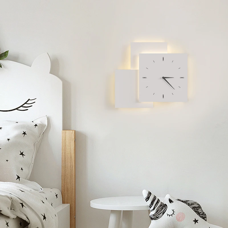 Imagem -06 - Criativo Cartoon Clock Wall Light Candeeiro Led Star Lâmpadas de Parede para Sala de Estar Infantil Quarto Study Decor Lâmpada de Iluminação Interior