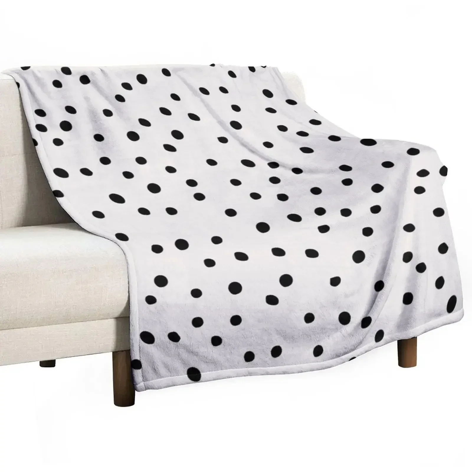 

Preppy Spots, Black and White, Minimal, Polka Dot Print Throw Blanket blankets ands Sofas Vintage Blankets