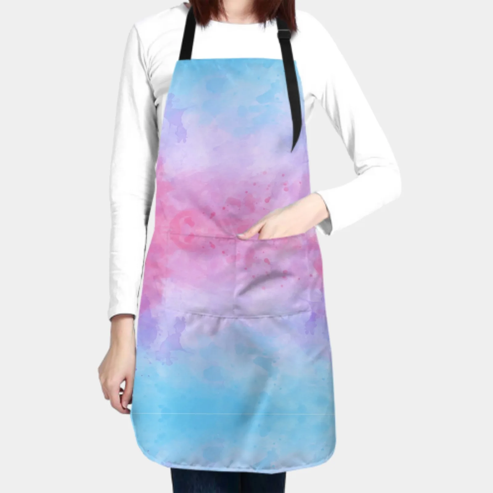 Durable Tie Dye Apron for Women Men Kitchen Florist Cooking Overalls Waterproof Apron with Pockets Chef Passionate Apron