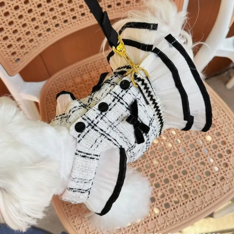 

Pet Clothing for Dogs Cats Luxury Women Dog Dress Men Dog Chest Back Vest Puppy Clothes Beautiful Skirt Traction Rope Leash