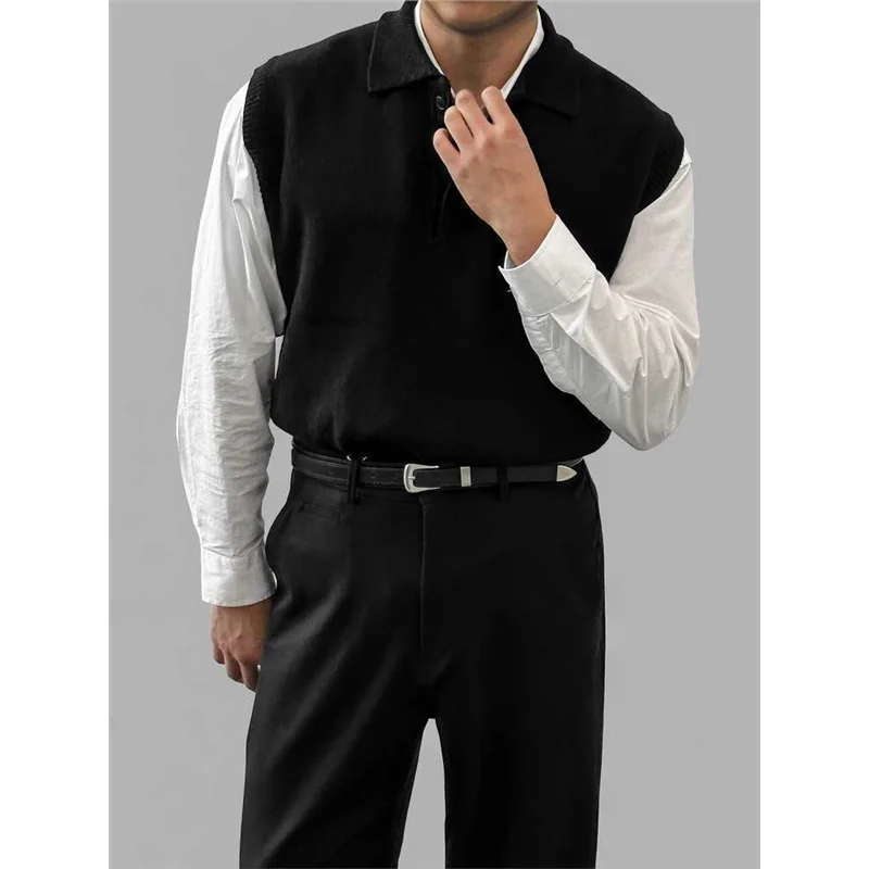 لون نقي Ne Svel محبوك سترة الرجال Sle ربيع الخريف الرجعية Busin الثقيلة السترة العصرية