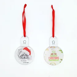 Free Shipping 30pcs/lot  Sublimation Blank Acrylic Christmas Ornaments With Red Rope For Christmas Decoration