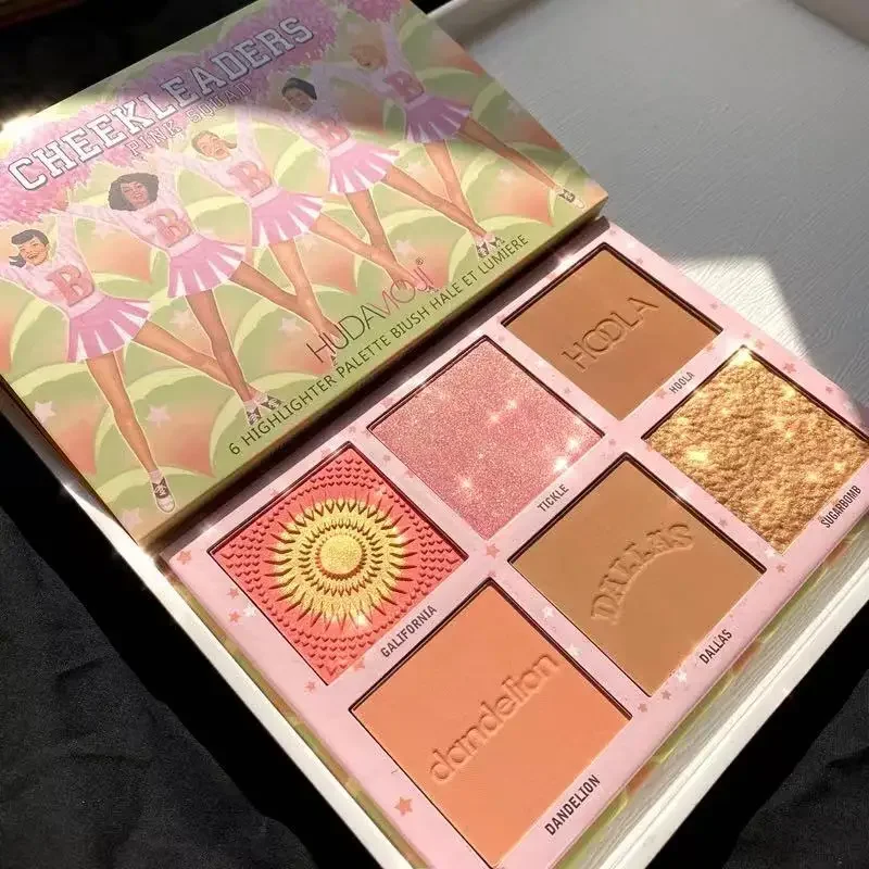 Hudamoji Pink Blush Face Make Up Kit 6color Blush Contour Highlight in 1 Make Up Palette Kawaii Makeup Set Make-up