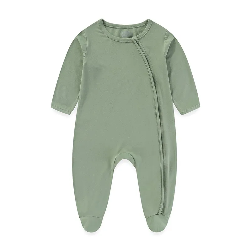 1 Piece Unisex Cotton Baby Girl Clothes Newborn 2-Way Zipper Solid Color Jumpsuits 0-12M Baby Boy Clothes Long Sleeve Autumn