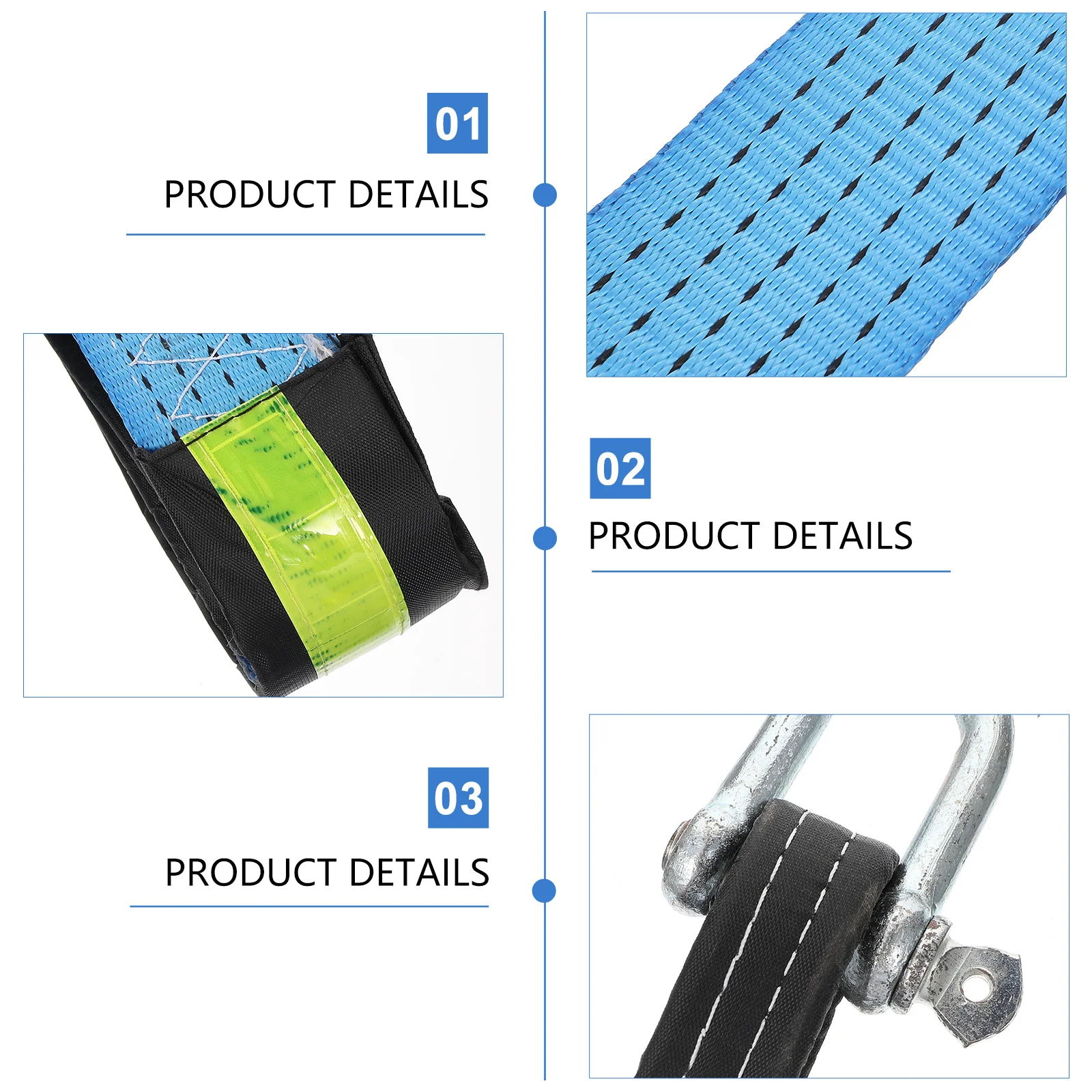 

1Set Car Towing Rope Heavy Duty Emergency Nylon Strap for Vehicle Recovery with Reflective Design and Sturdy Shackle Hook